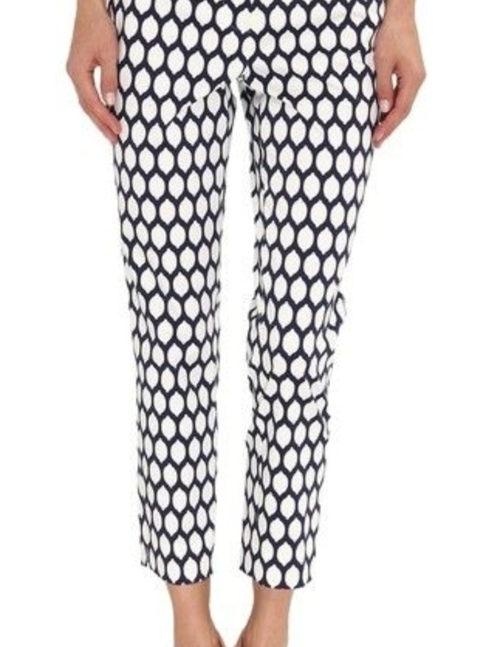 KATE SPADE  Lemon Print White with Navy Pants Capri